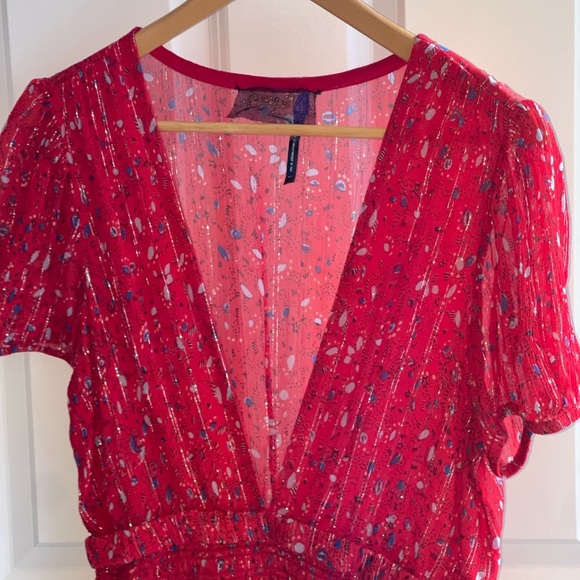 FREE PEOPLE BABY LOVE SMOCKED BODYCON
SHORT DRESSES Sheer Bright Red Small - Picture 5 of 9